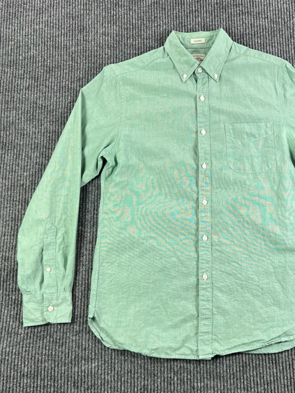 J.Crew Button Down Shirt Mens Small Green Classic Fit Long Sleeve Cotton Pocket - Picture 2 of 12